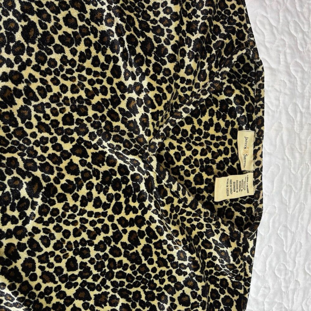 Vintage Jaclyn Smith cheetah animal print velvet velour long sleeve blouse sz L - Picture 5 of 5